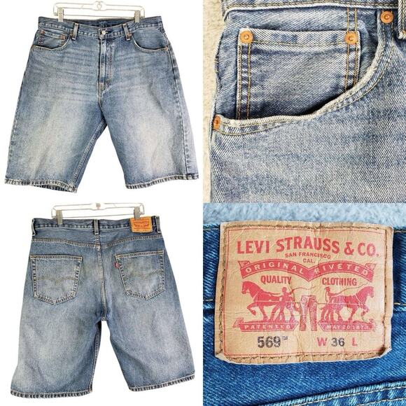 Levi’s Jean Shorts 569 Size 36 Men’s Denim Light Wash 5-Pocket Jorts Denim - Picture 1 of 10
